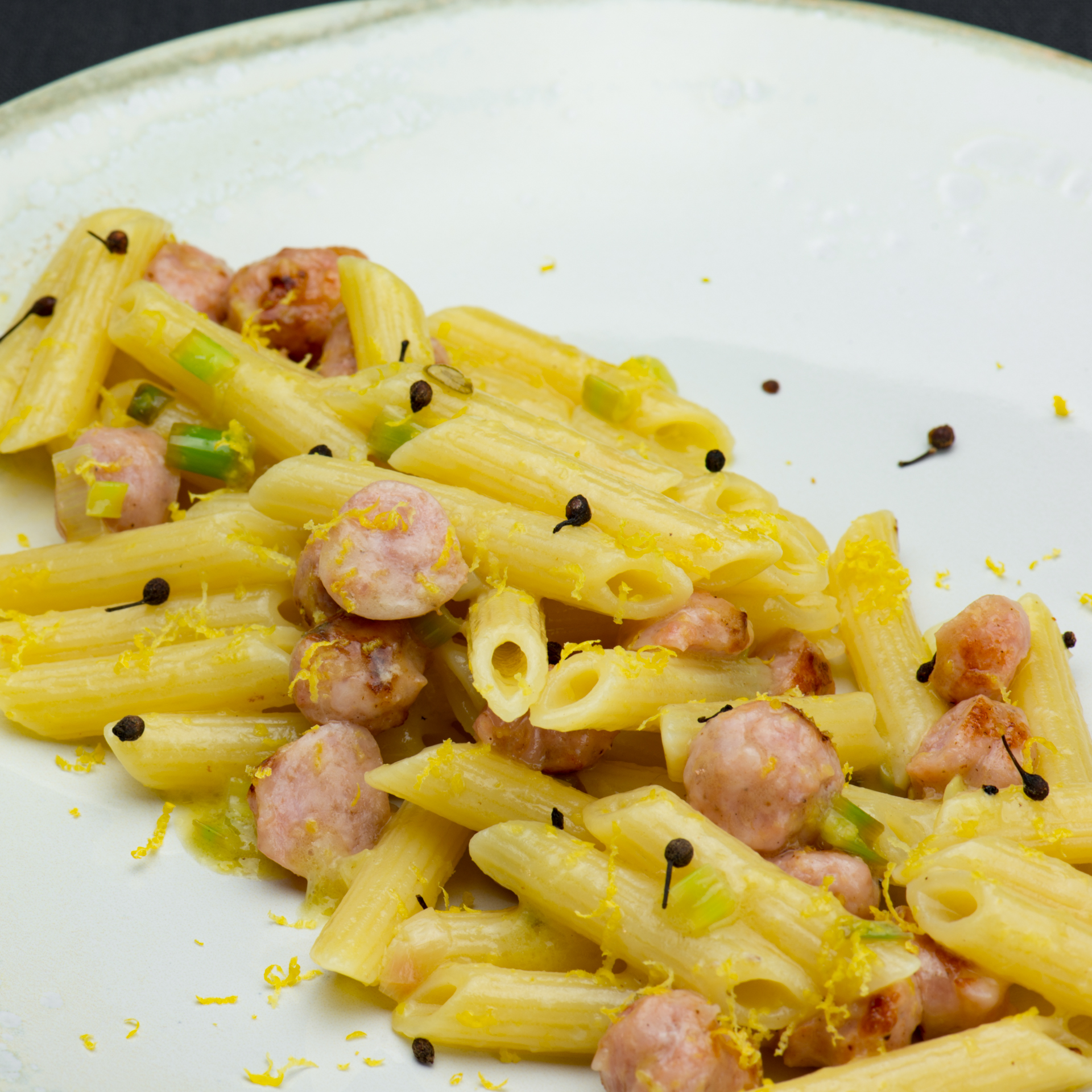penne al limone e salsiccia di pollo etacchino