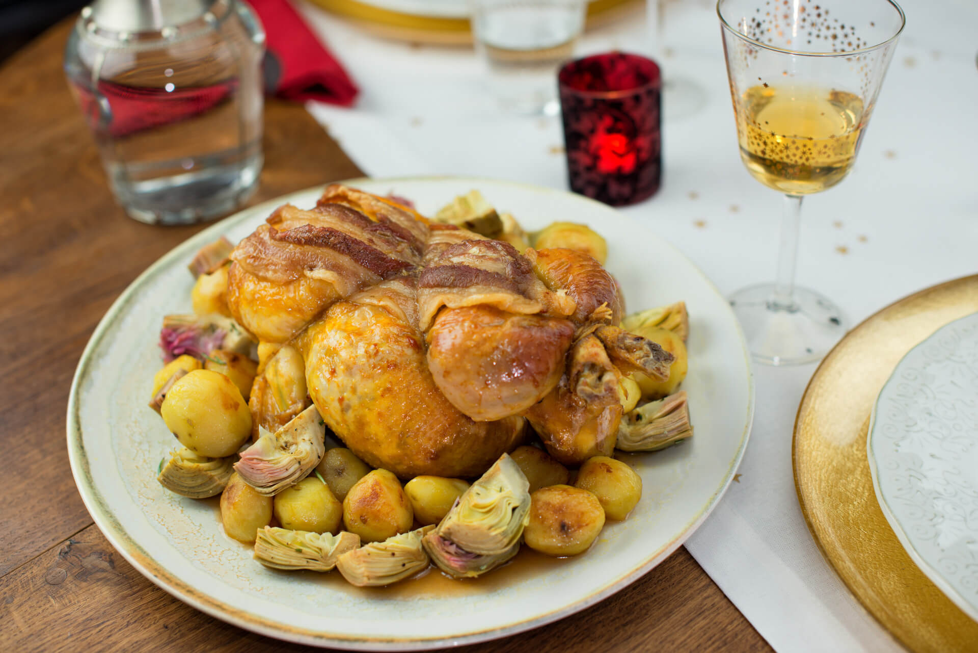 Faraona farcita con porri e salsiccia Carni Depetris, la festa in tavola